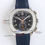 Swiss Patek Philippe Aquanaut 5968 Chronograph Blue Dial Orange Hand Rubber Strap Replica Watch